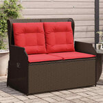 vidaXL Banc de jardin avec coussin Marron Poly rotin
