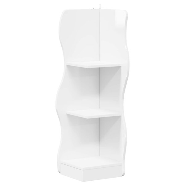vidaXL Étagère d'angle Blanc brillant 34 x 33 x 102 cm