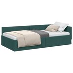 vidaXL Cadre de lit d'angle Vert foncé 90 x 190 cm tissu