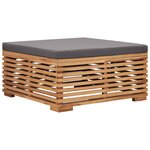 vidaXL Table et repose-pied de jardin coussin gris foncé Bois de teck