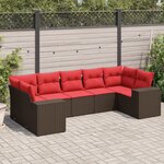 vidaXL Salon de jardin avec coussins 7 Pièces marron résine tressée