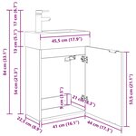vidaXL Meuble de salle de bain avec robinet Blanc 45 5 x 22 5 x 84 cm