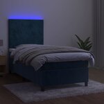 vidaXL Sommier à lattes de lit avec matelas LED Bleu foncé 100x200 cm