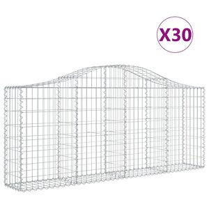 vidaXL Paniers à gabions arqués 30 Pièces 200x30x80/100 cm Fer galvanisé
