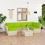 vidaXL Salon de jardin palette 7 Pièces avec coussins bois d'épicéa