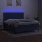 vidaXL Sommier à lattes de lit et matelas et LED Bleu 180x200 cm Tissu