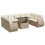 vidaXL Salon de jardin avec coussins 10 Pièces beige résine tressée