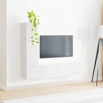 vidaXL Ensemble meuble TV 3 Pièces Blanc brillant Bois d'ingénierie