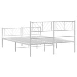 vidaXL Cadre de lit métal sans matelas et pied de lit blanc 160x200 cm