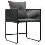 vidaXL Chaises de Jardin avec Coussins 4 Pièces Noir Rattan Poly