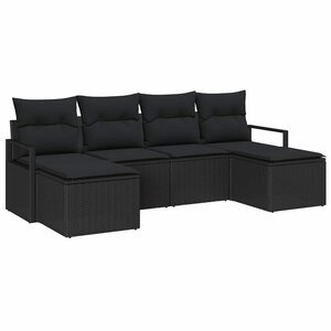 vidaXL Ensemble de canapé de jardin 6 Pièces Noir Poly rotin
