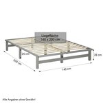 Lit double 140x200 matelas 2 tiroirs gris