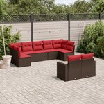 vidaXL Salon de jardin avec coussins 9 Pièces marron résine tressée