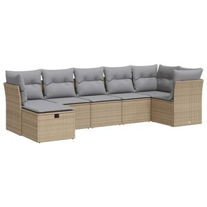 vidaXL Salon de jardin avec coussins 7 Pièces beige résine tressée