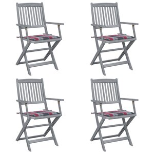 vidaXL Chaises pliables d'extérieur lot de 4 et coussins Bois d'acacia