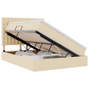 vidaXL Lit avec rangement et matelas Crème 140 x 200 cm Polyester