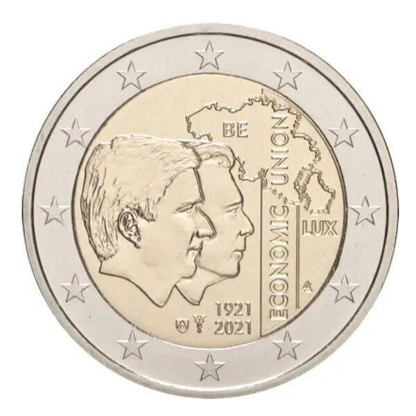 2 euros commémorative Belgique 2021 - Union économique avec Le Luxembourg.
