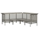 Salon de jardin meuble d'extérieur ensemble de mobilier 5 pièces avec coussins gris résine tressée 02_0016413
