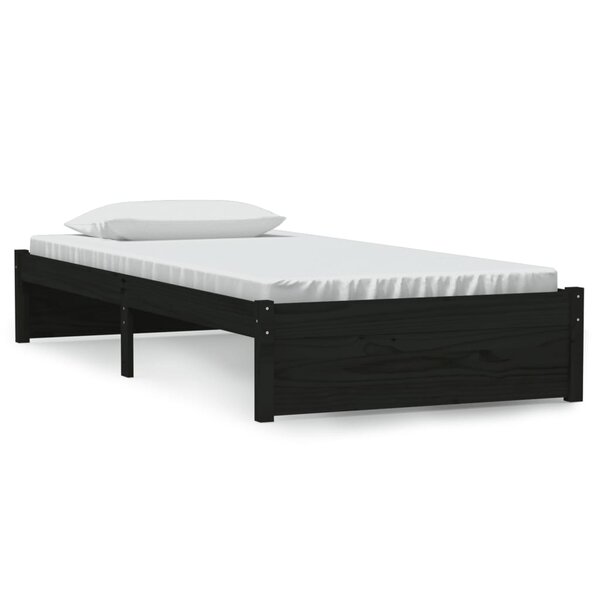 vidaXL Cadre de lit sans matelas noir bois massif 90x190 cm