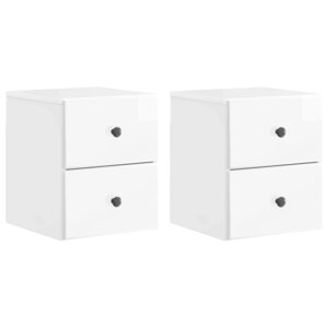 vidaXL Cabinet de chevet mural 2 pc Blanc brillant 34 5 x 33 x 40 cm
