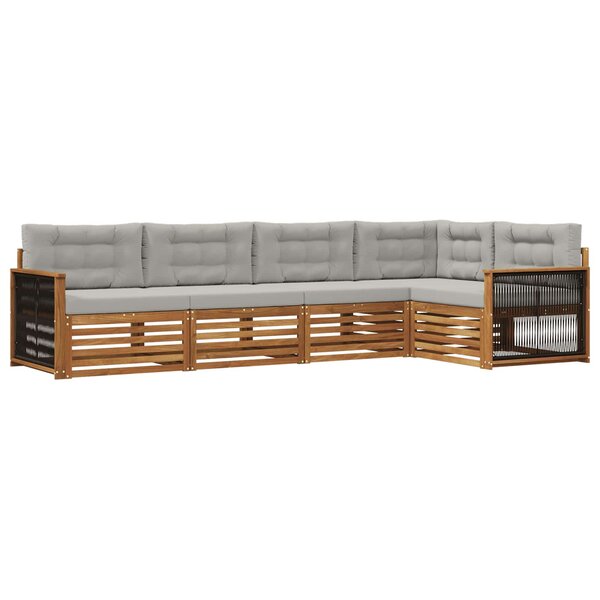 vidaXL Ensemble de canapés d'extérieur 5 Pièces Naturel et gris clair