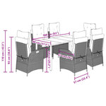 vidaXL Ensemble à manger de jardin et coussins 7 Pièces beige poly rotin