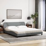 vidaXL Lit avec matelas Dover gris clair 180x200 cm tissu
