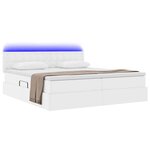vidaXL Lit avec rangement et LED avec matelas Blanc pur 200 x 200 cm