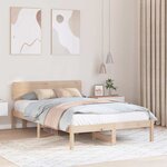 vidaXL Cadre de lit avec tête de lit Naturel 120 x 200 cm Pin massif