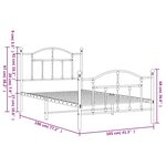 vidaXL Cadre de lit métal sans matelas et pied de lit blanc 100x190 cm