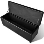 Banc banquette 116 x 39 x 44 cm long de rangement bois noir 02_0010770