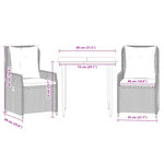 vidaXL Ensemble à manger de jardin 3 Pièces et coussins marron poly rotin