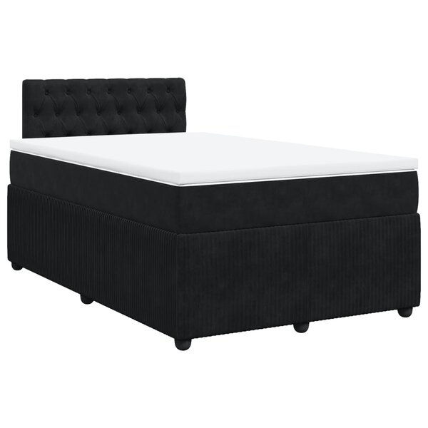 vidaXL Sommier à lattes de lit avec matelas Noir 120x200 cm Velours