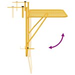 vidaXL Table suspendue pliable en Moutarde - 60x40 cm  Acier