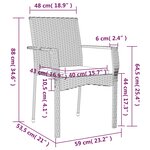 vidaXL Ensemble à manger jardin et coussins 7 Pièces Noir et gris Rotin