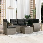 vidaXL Salon de jardin 6 Pièces avec coussins gris résine tressée