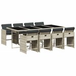 vidaXL Ensemble à manger de jardin et coussins 9 Pièces gris clair rotin