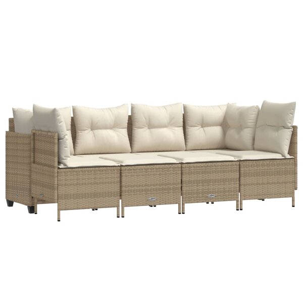 vidaXL Salon de jardin avec coussins 5 Pièces beige résine tressée
