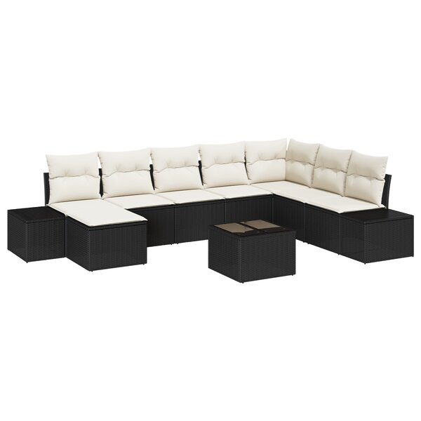 vidaXL Ensemble canapé de jardin 8 pièces avec coussins en poly rotin brun