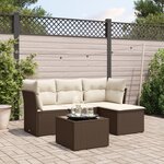 vidaXL Salon de jardin avec coussins 5 Pièces marron résine tressée