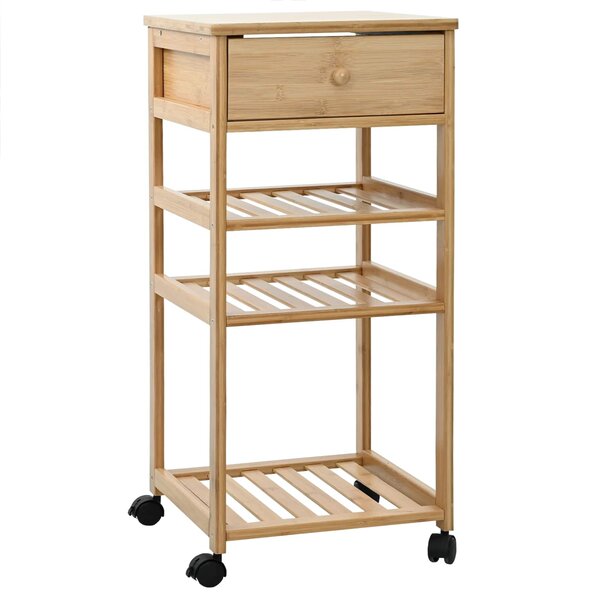 vidaXL Chariot de Cuisine avec Roues Naturel 37 x 36 x 80 cm Bambou