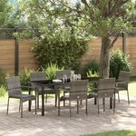 vidaXL Ensemble de salle à manger jardin 7 pièces avec coussins Gris Poly Rattan
