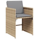 vidaXL Set de 5 chaises de salle à manger de jardin avec coussins beige rattan poly