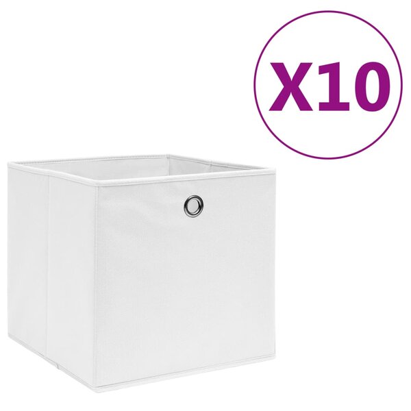 vidaXL Boîtes de rangement 10 Pièces Tissu intissé 28x28x28 cm Blanc
