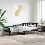 vidaXL Lit de jour sans matelas noir 80x200 cm bois de pin massif
