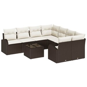 vidaXL Ensemble de canapé de jardin 9 Pièces Marron 55 x 55 x 37 cm