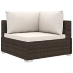 vidaXL Salon de jardin 4 Pièces avec coussins Résine tressée Marron