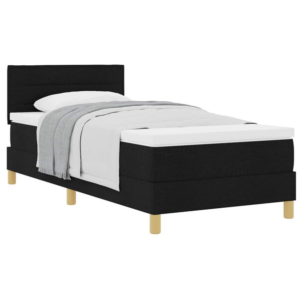 vidaXL Lit à ressorts avec coussin Noir 80 x 200 cm tissu