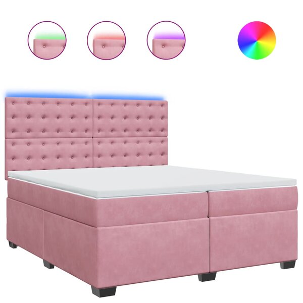 vidaXL Sommier à lattes de lit avec matelas Rose 200x200 cm Velours