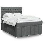 vidaXL Sommier à lattes de lit avec matelas Gris foncé 140x190cm Tissu